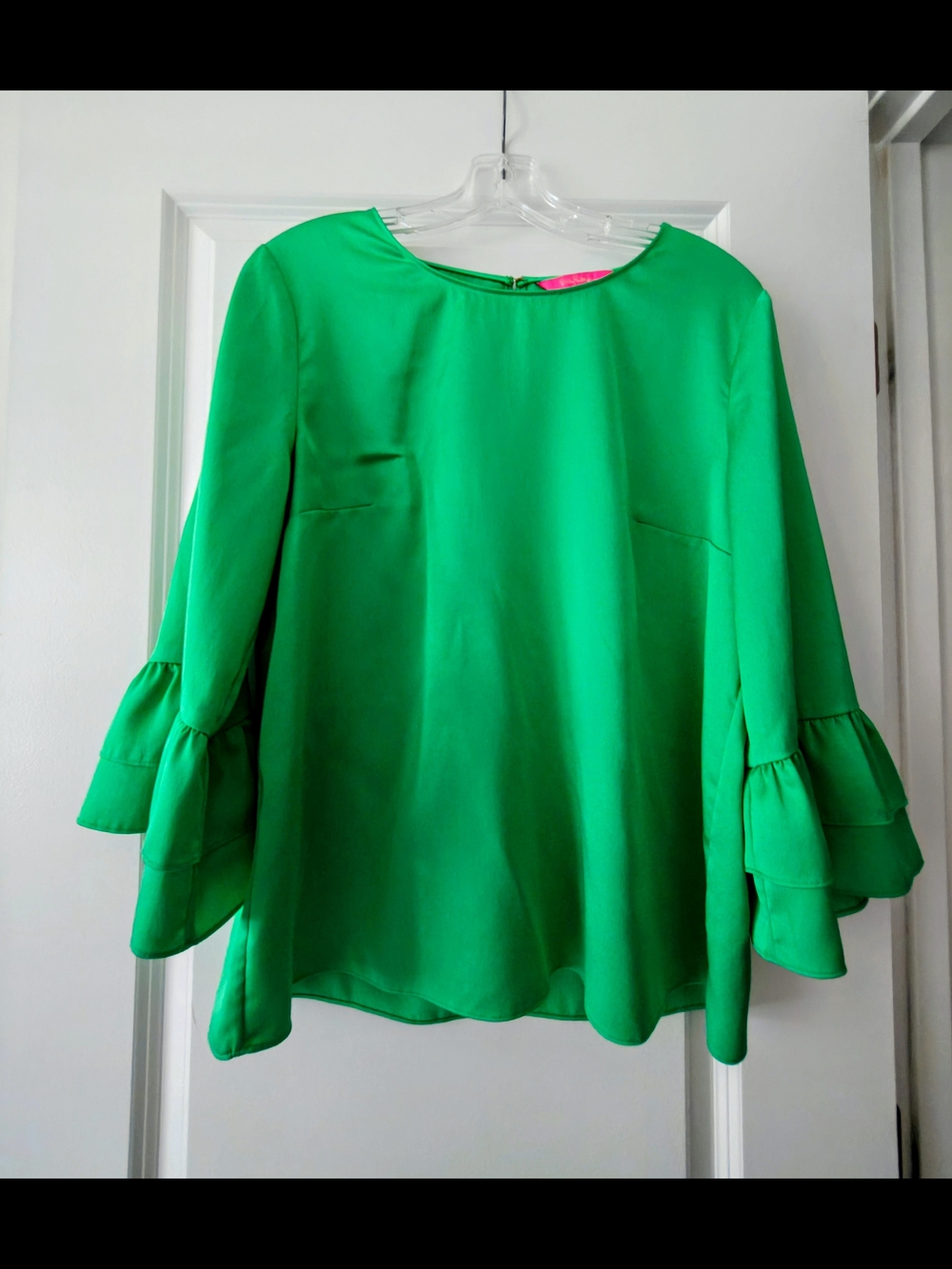 Lilly Pulitzer Bright Green Ruffle-Sleeve Blouse